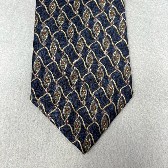 Geoffrey Beene Vintage Tie Necktie Mens Navy Geometric Print Silk, 4 x 58 - Picture 2 of 6